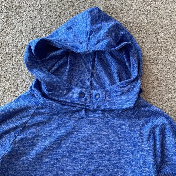 Athleta uptempo lightweight hooded pullover blue split sides thumbholes XXS - Picture 4 of 6